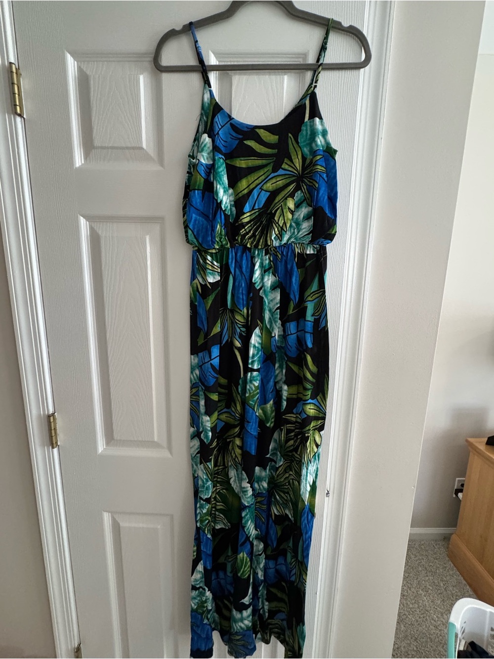 Lush Tropical Maxi Dress in Blue, Green, Black